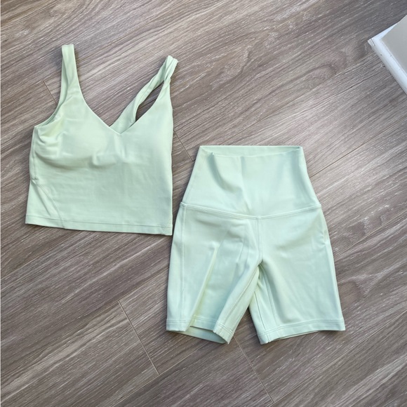 Lululemon Align Tank and Align Biker Shorts Set Sz 0 EUC like new Green Mint - Picture 6 of 10